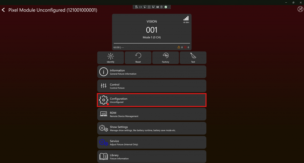Pixel Configuration Frame