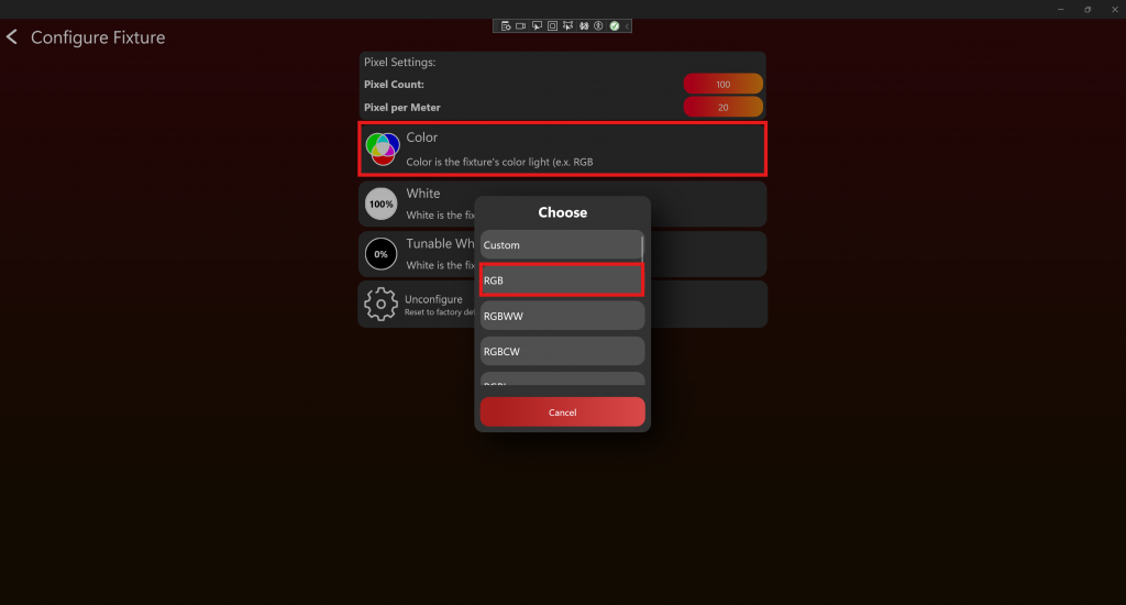 Pixel Color Selection